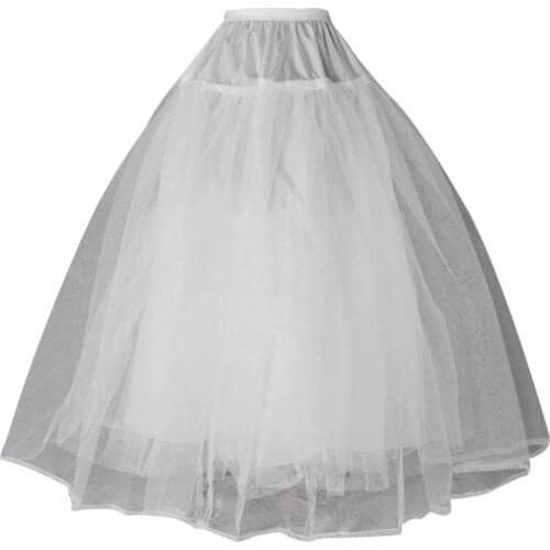 Bridal 3 Hoop A-Line Floor-Length Full Slip Petticoat Ball Gown Two-Layer Elastic Waist Wedding Dress Crinoline Underskirt