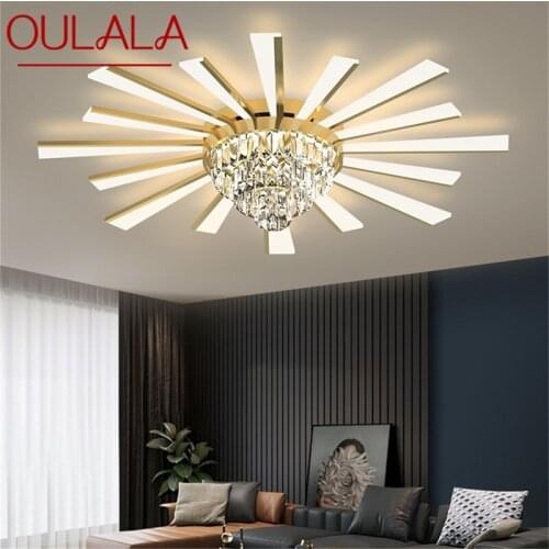 OULALA Ceiling Light Contemporary Luxury Brass Crystal Lamp LED Fixtures 3 Colors For Home