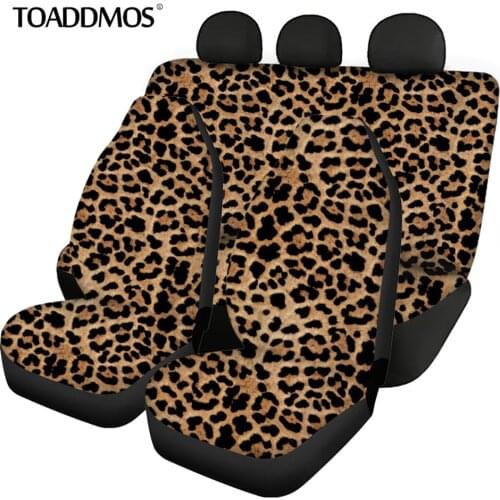 TOADDMOS Fashion Leopard Design Front and Rear Car Seat Covers Vehicle Seat Protector Auto Interior Decor Stretch Car Seat Cover