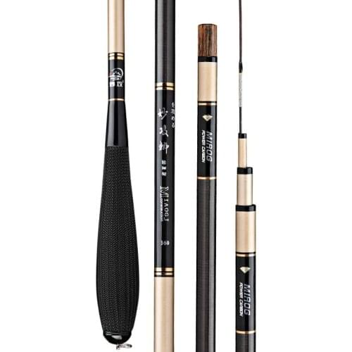 2.7m 3.6m 3.9m 4.5m 5.4m Fishing Rod Super Hard Carp Fishing Pole Carbon Fiber Hand Sticks Black Pit Fishing Canne De Pesca