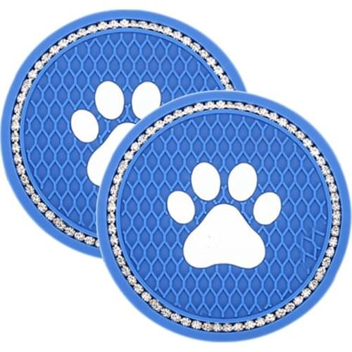 Car Decoration Storage Cup Mat Coaster Silica Gel Simple Black And White Diamonds PVC Diamond SUV Soft 2pcs/set Cat Paw Pad