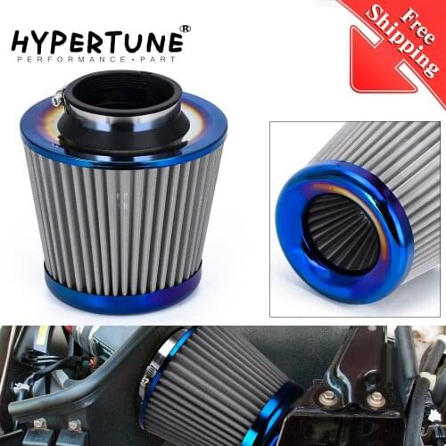 Burnt Blue Neck 3" 76mm High Flow Cold Air Intake Air Filter Power Intake Air Inlet System Mushroom Head Air Cleaner Universal