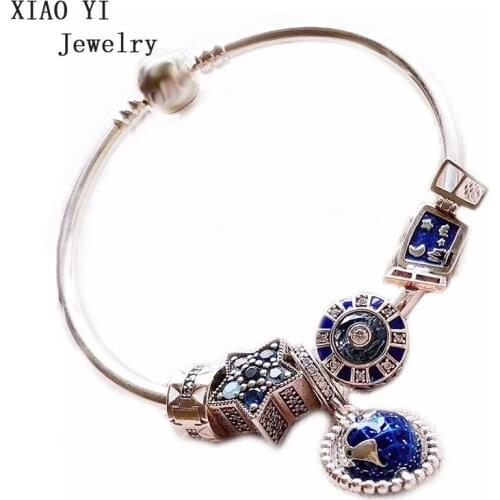 XIAOYI 100% s925 new 2020 Christmas spring winter Open your heart window to the earth star elegant bracelet fashionable woman