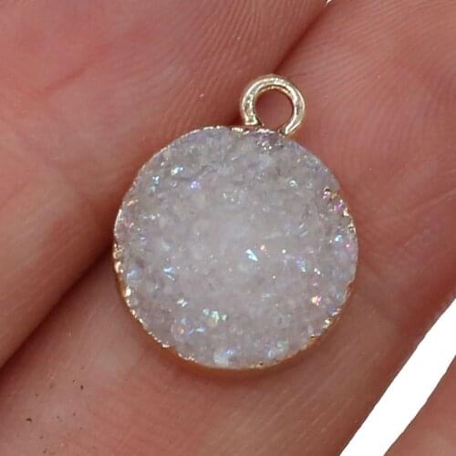 3pcs Natural Stone Round Shape Crystal Agates White Pendant Charm for Nacklace Bracelet Accessories Jewelry Making DIY 12x16mm