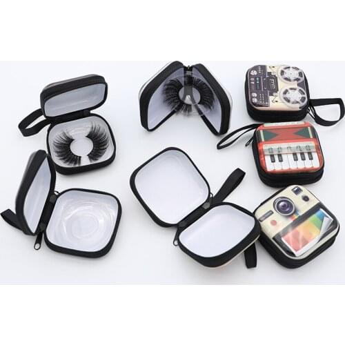 10pcs 25mm Eyelash Packaging Box Mink Eyelashes Cases Retro Tape TV Packing Boxes Lashes Package Customize Gift Box Makeup Case