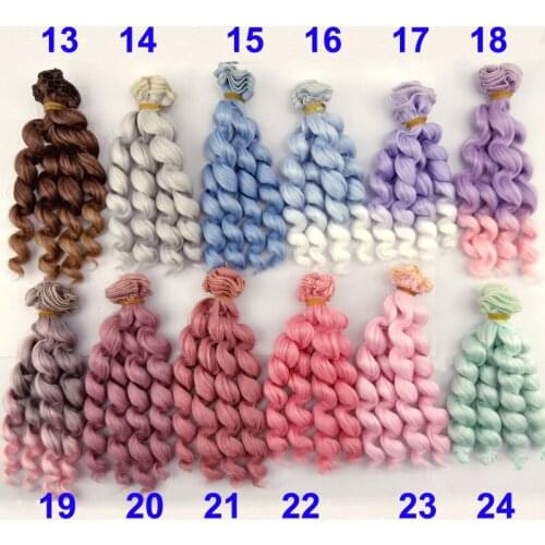 15cm brunette pink green purple grey blue color curly doll hair for 1/3 1/4 1/6 BJD SD diy
