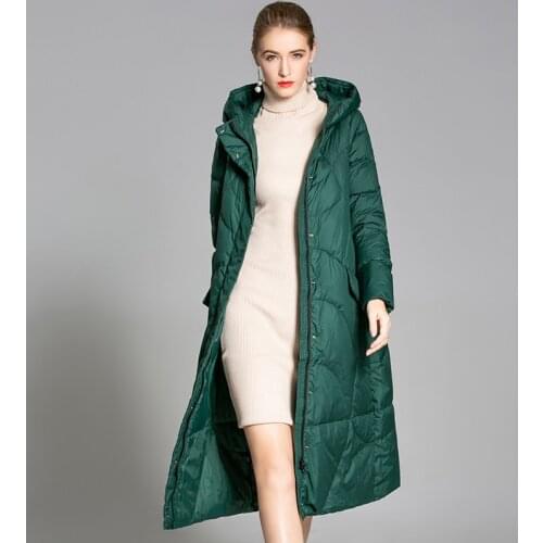 2020 430g White Duck Down Jacket women thickened warm mid-length 90 white duck down slim ladies down jacket