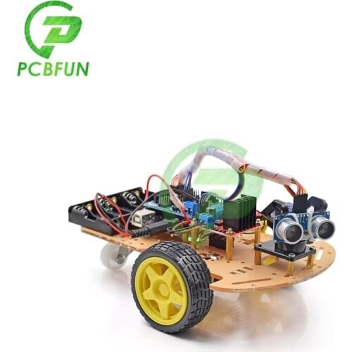 2WD Smart Car Kit Avoidance Tracking Motor Smart Robot Car Chassis Kit Speed Encoder Battery 2WD Ultrasonic Module For Arduino