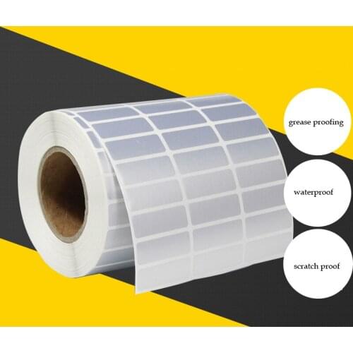 30*10*6000pcs/Roll Silver Label Paper Waterproof And Oil Cant Tear Stickers Barcode Printing