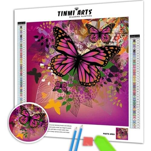 5D Butterfly Full Round Diamond Painting Needlework Animal Pattern Diamond Embroidery Christmas Gift Art Wall Home Decor