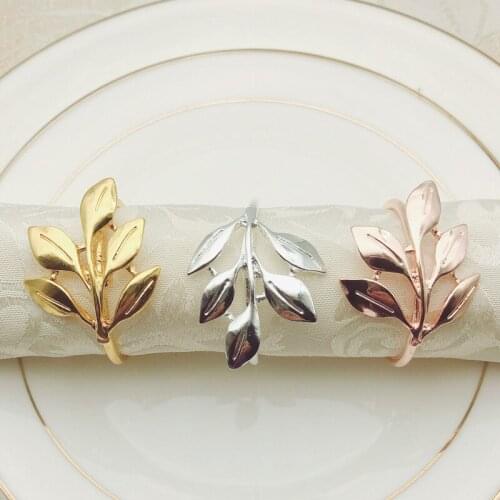 6pcs/lot Fall Leaves Napkin Rings Decorative Napkin Buckle Metal Napkin Holder Wedding Party Decor Hotel Table Supplies