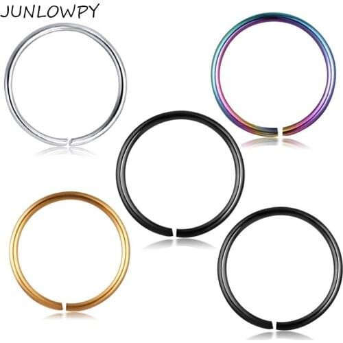 JUNLOWPY Tatinium Anodizd Nose Rings 100PCS Stainless Body Jewelry Piercing Tragus Earring Cartilage Ear Septum Rings 6/8/10mm
