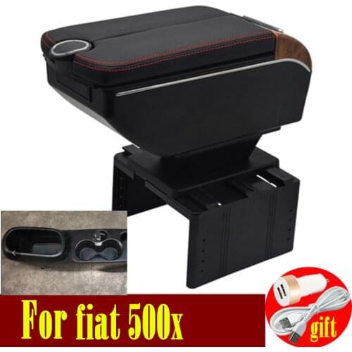 For fiat 500x armrest box Double doors open 7USB Centre Console Storage Box Arm Rest