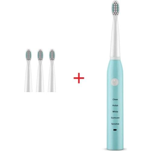 Home Sonic Electric Toothbrush for Adult Timer Brush 5 Mode USB Soft Bristles Sensitive Teeth Clean Replacement Heads