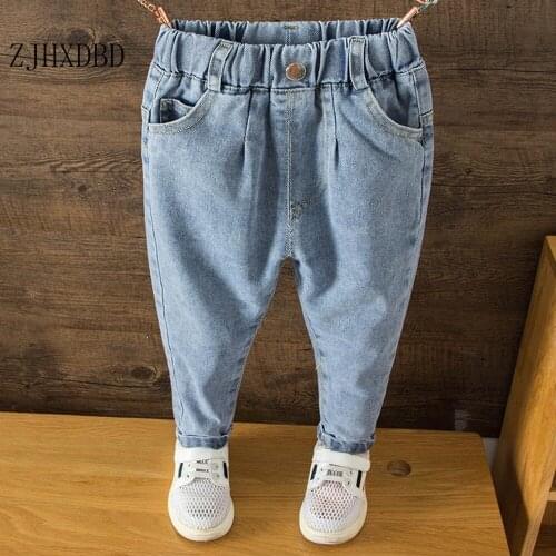 Boys Jeans 2020 Spring and Autumn New Korean Style Denim Blue Solid Trousers 1-8 Years Old Children Harlan Pants Baby Kid Jeans