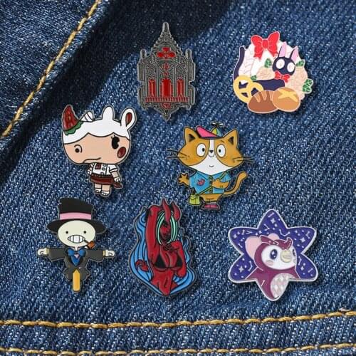 Anime Howls Moving Castle Scarecrow Prince Enamel Brooch Cute Little Devil Cartoon Badge Women Jewelry Clothes Decorate Pins