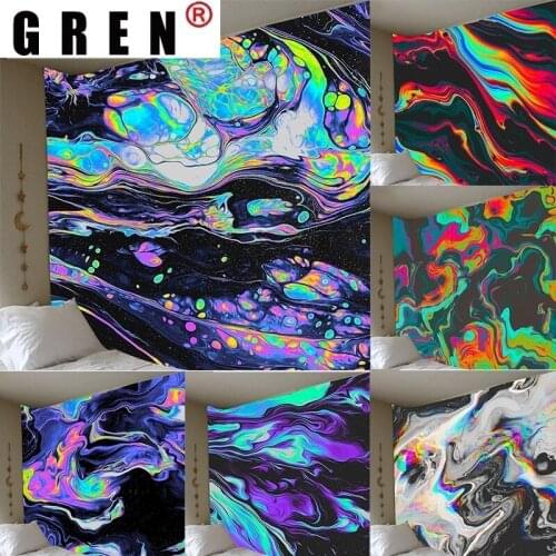 GREN Luxury Magic Psychedelic Trippy Tapestry Wall Art Cloth Hanging Natural Gouache Landscape Tapestry Modern Home Decor Tapiz