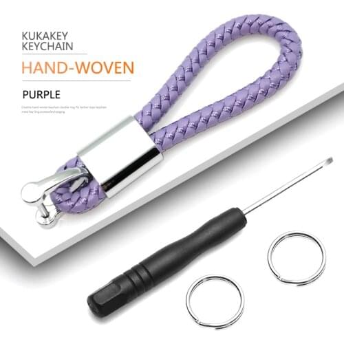 PU Leather Hand Woven Keychain Metal Key Rings Chains For Lada Niva Diecast Priora Kalina Granta Car Key Holder Auto Keyring