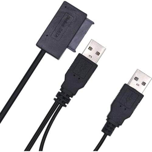 TISHRIC SATA TO USB Hard Drive Cable Sata Usb Adapter USB2.0 TO SATA 6+7 13PIN Powered By Cable SATA Molex
