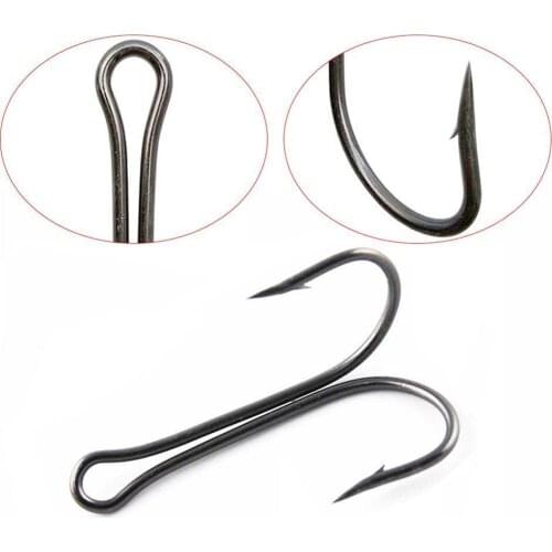 Dongzhur 50pcs/lot Dual Hooks High Carbon Steel Black Saltwater Hook Hook Fishing Hooks Fish Tackle Fishing Double X4Y3