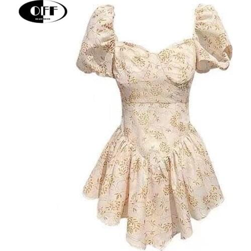 Summer beach sexy mini dresses for women short sleeve elegant ruffles party night club floral traf ladies dress vestidos mujer