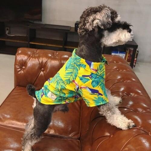 6 Sizes Pet Summer Hawaii Beach Flower Shirt for Cat Dog Coats Puppy Overalls Coconut Tree Pattern Thin Short Sleeve Clothing