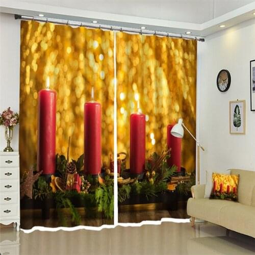 Fashion Candlelight Christmas gift Printing 3D Blackout Curtains For Bedding room Living room Hotel Drapes Cortinas Rideaux