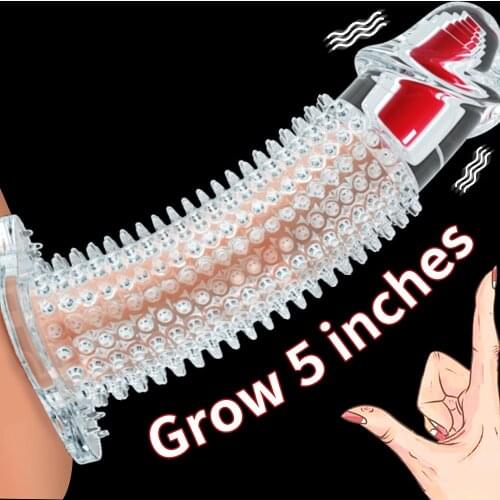 Penis Extender Cap Vibrators Sleeve Enlargement Condoms with Spikes Realistic Silicone Extension Sex Toy for Men Cock Rings Shop