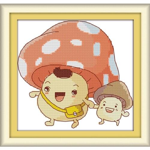 The mushroom cross stitch kit cartoon 11ct count canvas stitches embroidery DIY handmade needlework plus