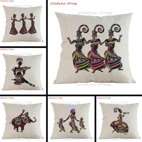 National Wind African style cushion cover linen Sexy Cartoon character animal africa pattern Printed Home sofa Decoration Pillow