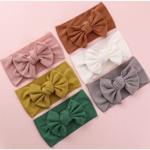 Baby Girl Nylon Headbands Strip Newborn Infant Toddler Bows Elastic Hairbands Headwrap Twisted Bow Turban Child Hair Accessories