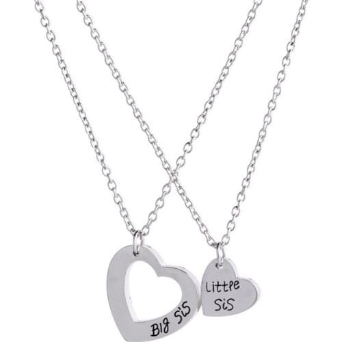 New Design Best Sister Necklace BIG/MIDDLE/LITTLE Letter Loving Heart Necklace Wholesale Fashion Pendants 20sets/lot