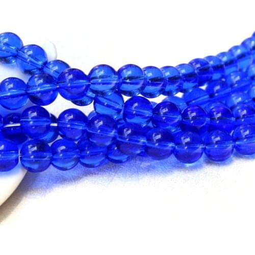 Wholesale AAA+ Round Shape Blue Glass Crystal Beads 6/8/10 mm 15'Strand For Women Jewelry Making DIY Bracelet Necklace