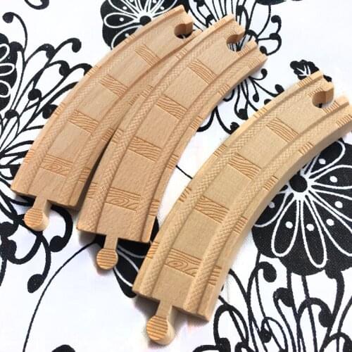 P086 High-quality railway pattern Double-sided large curved track Compatible Wooden rails Tracks Toys Accessories