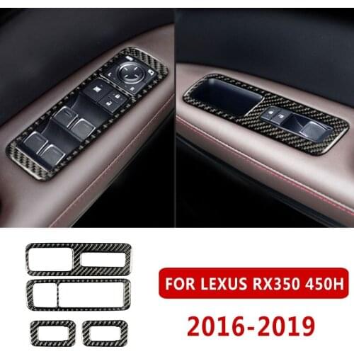 Pcmos Real Carbon Fiber Inner Window Switch Panel Inner Clock Frame Cover Trim For Lexus RX350 450H 2016-2019 Stickers Mouldings