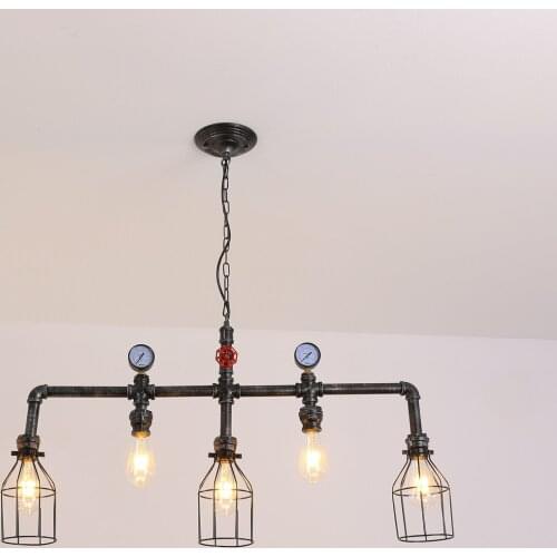 Industrial Style Loft Country Water Pipe Pendant Lighting Retro Creative Personality Restaurant Bar Table Iron Cage Lamp Lights