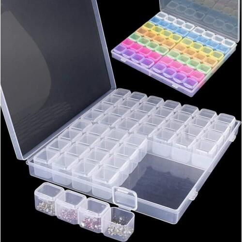 28/56/224 Slot Transparent Plastic Storage Box Diamond Painting Accessories Tool Nail Art Rhinestone Bead Storage Box