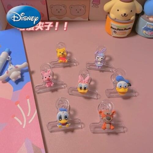 Disney Mickey Mouse Pooh Bear Donald Duck Storage Clip Acrylic Transparent Cute Student File Test Paper Clip