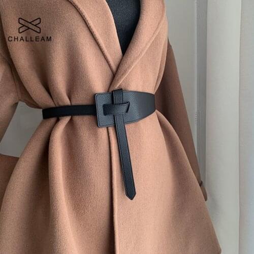 Women Belt Female PU Leather Black Coffee Bow Leisure Belts For Dress Fashion Bownot Winter Knot Straps Coat Accessories 273