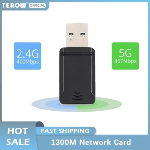 TEROW 1300M WiFi Network Card USB3.0 interface WiFi Adapter Dual Band 2.4G/ 400M+5G/ 876M High Speed Networkd Adapter/ Receiver