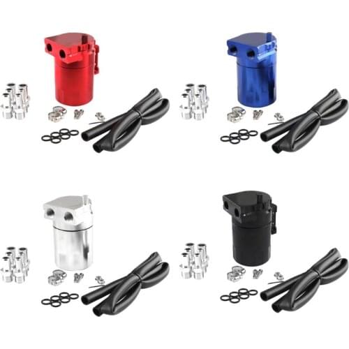 Universal Oil Catch Can Kit Reservoir Tank Engine Black Polish Baffled Aluminum F19A