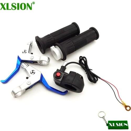XLSION Alloy Right Left Brake Lever & Twist Throttle Hand Grip & Kill Stop Starter Switch Set For Mini Moto Pocket Dirt Bike ATV