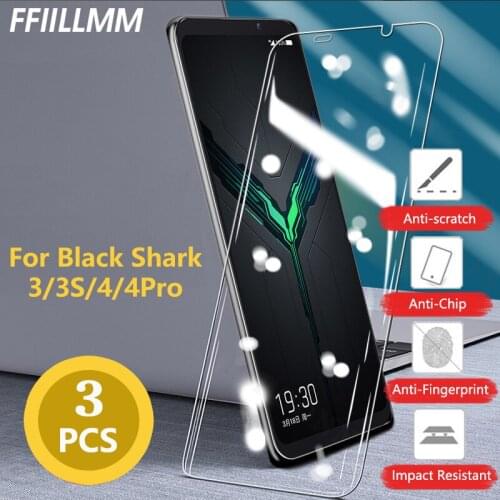 3Pcs/lot Protective Glass For Xiaomi Black Shark 3 S 2 4 Pro Tempered Glass For Black Shark 2 1 Helo Full Cover Screen Protector