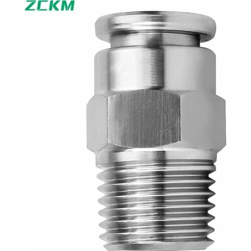 ZKCM Pneumatic Connector Stainless Steel PU 10mm 8mm 6mm 12mm 4mm Air Hose One-Button Direct Push Connector Quick Connector