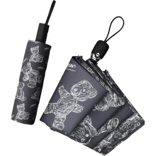 Boys Parasol Cute Folding Umbrella Kids Cartoon Bear Black Coating Anti-UV Man Sun Umbrella For Woman Rain Gear Male Parapluie