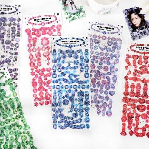 1 Sheet Ins Style Sparkling Sequin PET Sticker Hand Account DIY Decor Collage Material Plain Sheet Stickers