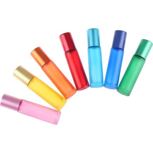 1pcs 10ml Thick Amber Glass Roll On Essential Oil Empty Perfume Bottle 10cc Stainless Glass Roller Ball dropShipping
