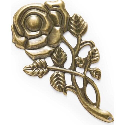 10/30 Piece Bronze Tone Filigree Rose Flower Shaped Wraps Connnector Embellishments Findings Jewelry Making DIY 77x42mm