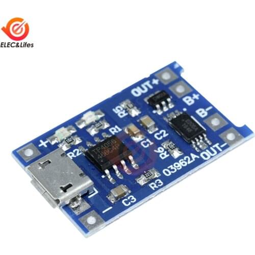 10Pcs Micro USB 5V 1A TC4056A Replace TP4056 18650 Lithium Battery Charger Protection Board with Dual Functions Led Indicator