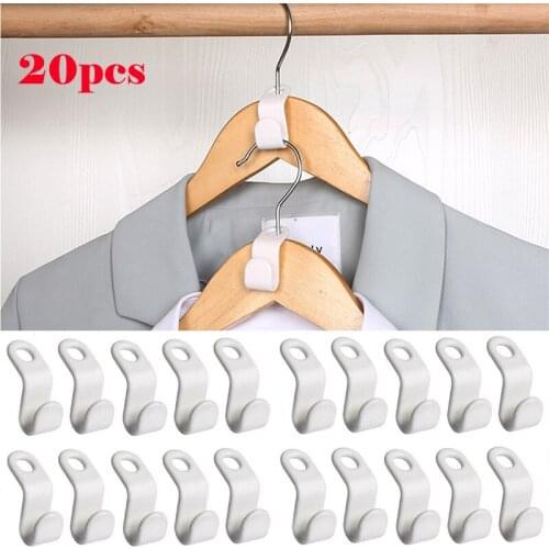20pcs Clothes Hanger Hook Folding Storage Clothes Rack Wardrobe Hanging Hanger Connection Hook Space Saving Connectors Accessori